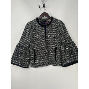 J. Crew Textured Black White And Silver Cropped Jacket With Belle Sleeves Size00